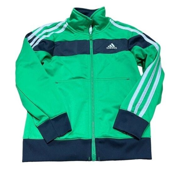 Adidas Green Classic Striped Full Zip Track Jacket - Picture 1 of 3